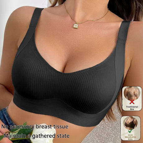 Push-Up Bras For Women Non-wire Padded Bra Seamless Underwear Plus Size V-neck Bra Top Sexy Lingerie Wide Straps Intimates