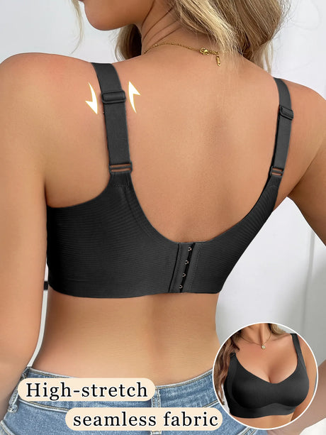 Push-Up Bras For Women Non-wire Padded Bra Seamless Underwear Plus Size V-neck Bra Top Sexy Lingerie Wide Straps Intimates