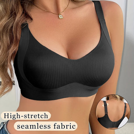 Push-Up Bras For Women Non-wire Padded Bra Seamless Underwear Plus Size V-neck Bra Top Sexy Lingerie Wide Straps Intimates