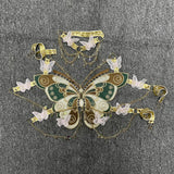 Women's Butterfly Embroidered Top Crystal Chain Sleeveless Cropped Top Camisole Backless Adjustable Sexy Beach Holiday Y2K Top