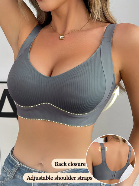 Push-Up Bras For Women Non-wire Padded Bra Seamless Underwear Plus Size V-neck Bra Top Sexy Lingerie Wide Straps Intimates