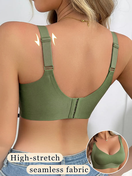 Push-Up Bras For Women Non-wire Padded Bra Seamless Underwear Plus Size V-neck Bra Top Sexy Lingerie Wide Straps Intimates