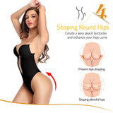 Backless Bodysuit Shapewear for Women Built-in Bra Multiple straps Thongs Body Shaper U Plunge Seam-free Faja with Open Crotch