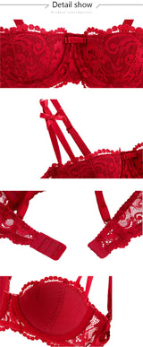1/2 Half Cup Bras For Women Plus Size Lingerie Red Thin Underwear Cotton Sexy Push Up Balconette Bra Top Black White A B C D Cup