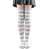 Thigh High Stockings Womens Striped Ladies Girls Black White Pink Long Over Above Knee Socks Femboy Cosplay Lolita Harajuku Y2k