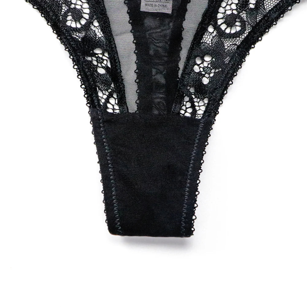Varsbaby 4pcs/set Women's Underwear Set Lace Sexy Lingerie Set Wireless Deep V Bra Sexy Bra G-string Garter And Stockings Set