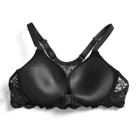 YBCG Padded Push Up Bras for Women Front Closure Backless Lace Lingerie Plunge Solid Underwear 30-44 Size A B C D DD E Cup