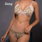 Bikini Crystal Chest Chain Suit Fashion Sexy Three-point T-ShapedPants Body Chain Girls Sexy Underwear Chain Bra Chain Underwear