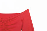 Women T-shirts sexy and club fashion female T-shirt long sleeve off shoulder solid color lady Tshirt autumn basic tees