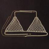 Stonefans Boho Rhinestone Grid Chest Chain and Thong Jewellery Lingerie Panties Women's Harness Bra Sexy Mesh Bodies Accessories