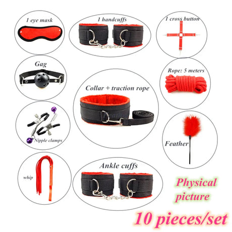 Sex Toy Kit Bondage Restraints Set Adult Toys Sex Games Erotic Toys Anal plug Handcuffs Whip Gag Bdsm Kits Sex Toys for Couples