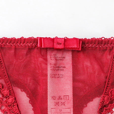 Varsbaby 4pcs/set Women's Underwear Set Lace Sexy Lingerie Set Wireless Deep V Bra Sexy Bra G-string Garter And Stockings Set