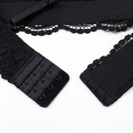 Varsbaby 4pcs/set Women's Underwear Set Lace Sexy Lingerie Set Wireless Deep V Bra Sexy Bra G-string Garter And Stockings Set