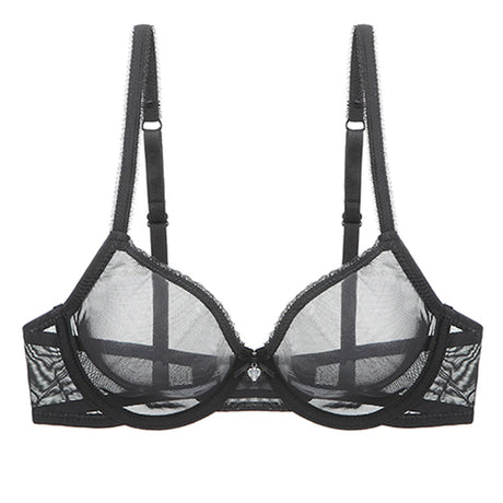 Vgplay Ultra-thin Lace Lingerie See Through Women Bra Underwire Plunge Without Padded Bras for Women Plus Size Hollow Mesh
