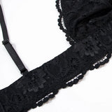 Varsbaby 4pcs/set Women's Underwear Set Lace Sexy Lingerie Set Wireless Deep V Bra Sexy Bra G-string Garter And Stockings Set