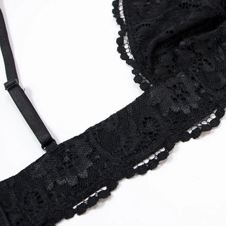 Varsbaby 4pcs/set Women's Underwear Set Lace Sexy Lingerie Set Wireless Deep V Bra Sexy Bra G-string Garter And Stockings Set