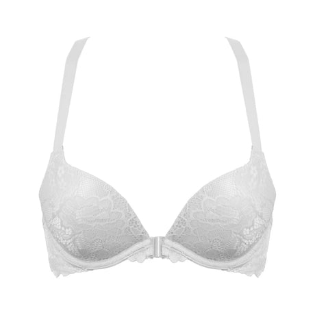 YBCG Padded Push Up Bras for Women Front Closure Backless Lace Lingerie Plunge Solid Underwear 30-44 Size A B C D DD E Cup
