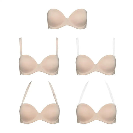 New Removable Half Cup Sexy Women Bra Lace Strapless Brassiere Lingerie Invisible Silicone Halter Push Up Multiway Bras