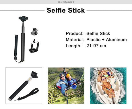 ORBMART for GoPro Accessories Set for Go Pro Hero 13 12 11 10 9 8 7 6 5 4 Black Mount for DJI Insta360 for Sjcam Action Camera