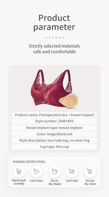 Women's Mastectomy Post-Surgery Silicone Fake Boobs Bra 2-In-1 Women's Fake Breasts With Pocket Underwear