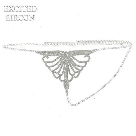 Sexy Crystal Body Harness Chain Bra and Thong Jewelry for Women Fashion Bling Rhinestone Bikini Set Underwear Body Jewelry