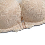 YBCG Padded Push Up Bras for Women Front Closure Backless Lace Lingerie Plunge Solid Underwear 30-44 Size A B C D DD E Cup