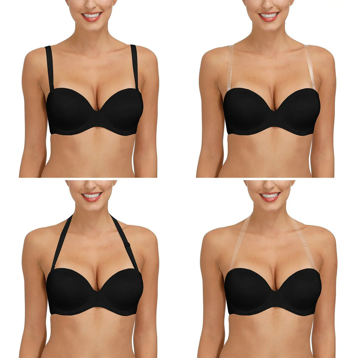 YBCG Strapless Multiway Bra Non-slip Plunge Women's Underwear Plus Size Adjusted-straps Brassiere Underwire Solid Bras For Women