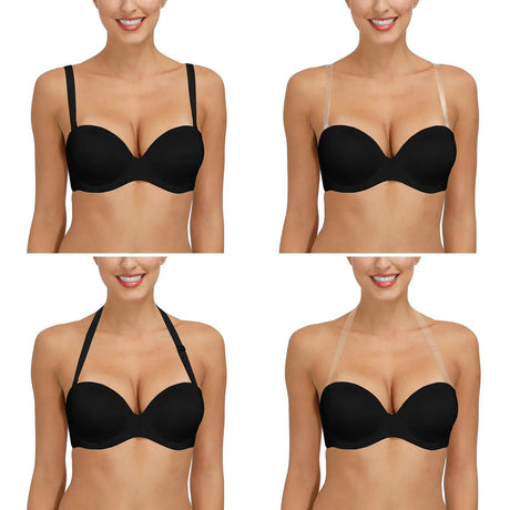 YBCG Strapless Multiway Bra Non-slip Plunge Women's Underwear Plus Size Adjusted-straps Brassiere Underwire Solid Bras For Women