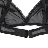 Sexy ladies see through elastic mesh bra set women wire free white underwear bra+thong lingerie set
