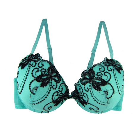 Ladies Lace Flower Embroidery Bra For Women Underwear Bras Everyday Underwire Brassiere Plunge Style Push Up Bra 32A-36D