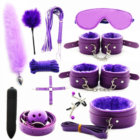 Sex Toy Kit Bondage Restraints Set Adult Toys Sex Games Erotic Toys Anal plug Handcuffs Whip Gag Bdsm Kits Sex Toys for Couples