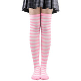 Thigh High Stockings Womens Striped Ladies Girls Black White Pink Long Over Above Knee Socks Femboy Cosplay Lolita Harajuku Y2k