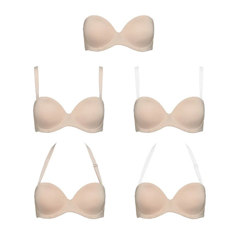 New Removable Half Cup Sexy Women Bra Lace Strapless Brassiere Lingerie Invisible Silicone Halter Push Up Multiway Bras