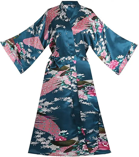 Silk Satin Wedding Bride Bridesmaid Robe Floral Bathrobe Short Kimono Robe Night Robe Bath Robe Fashion Dressing Gown For Women