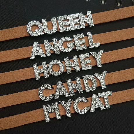 DIY Personalized Rhinestone Letter Custom Name Necklace Black Velvet Leather Choker Collar Neck Jewelry Friends Family Gifts