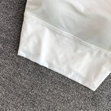 Sexy solid color crop tops sports spaghetti strap tanke top women built in bra off shoulder sleeveless omighty camisole hot