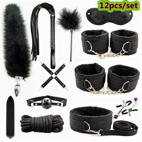 Adults Products Leather Sex Toy Kit Handcuffs Bondage Set Sex Games Bdsm Adult Toys Exotic Accessories Sex Toys for Couples