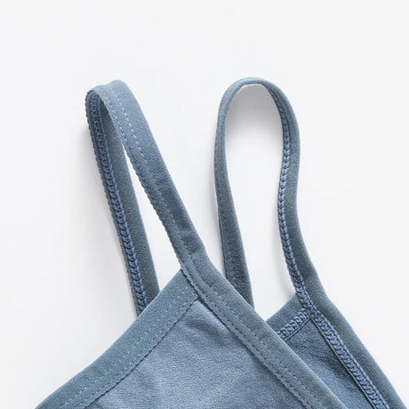 Women Soft Ribbed Bra Knit Wireless Bralette No Pad Camisole Non-Adjustable Thin Strap Lingerie Everyday Lounge Intimates M-L