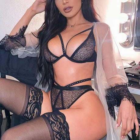 S-3XL Sexy Lingerie Plus Size Women Open Bra Set Costumes Sexy Underwear Temptation Lingerie Sexy Hot Erotic Porno Costumes