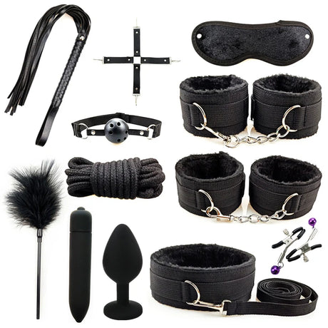 Adults Products Leather Sex Toy Kit Handcuffs Bondage Set Sex Games Bdsm Adult Toys Exotic Accessories Sex Toys for Couples