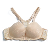 YBCG Padded Push Up Bras for Women Front Closure Backless Lace Lingerie Plunge Solid Underwear 30-44 Size A B C D DD E Cup