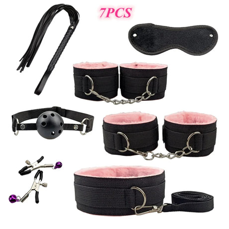Sex Toy Kit Bondage Restraints Set Adult Toys Sex Games Erotic Toys Anal plug Handcuffs Whip Gag Bdsm Kits Sex Toys for Couples