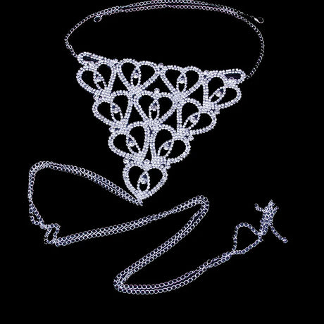 StoneFans Statement Heart Rhinestone Body Jewelry Sexy Lingerie Women Gift Charming Belly Chains for Waist Jewellery Gift 1028