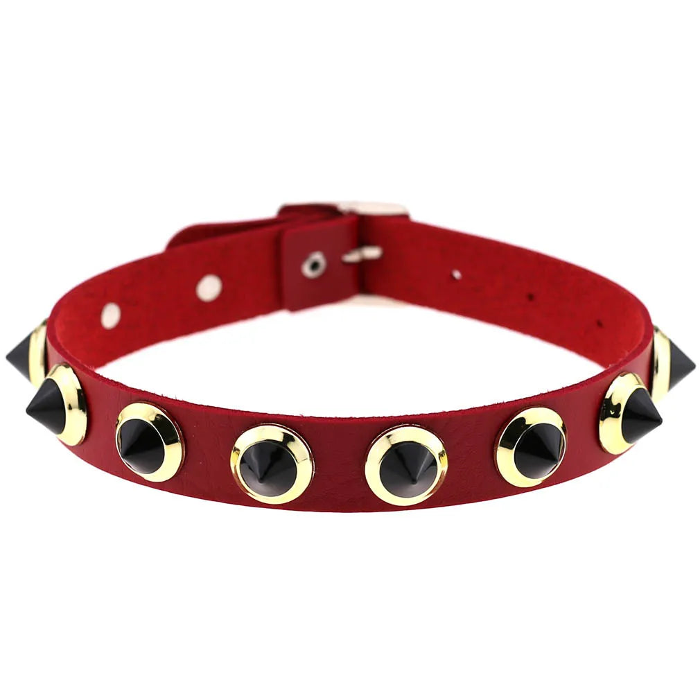 Punk Black Metal Tassel Red Choker Necklace Sexy Spiked Neck Strap Clavicle Collar Men Necklaces Hollween Women Y2K Jeweley Gift
