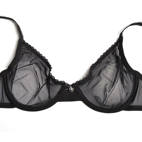 Vgplay Ultra-thin Lace Lingerie See Through Women Bra Underwire Plunge Without Padded Bras for Women Plus Size Hollow Mesh