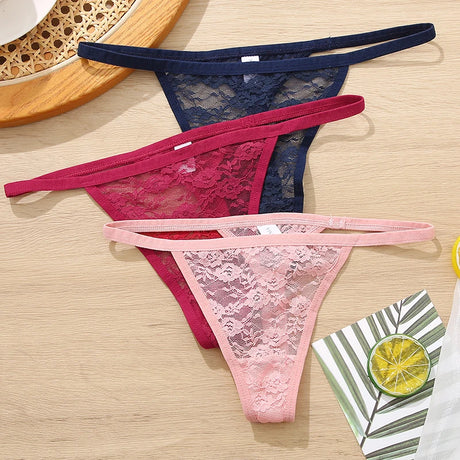 New G String Lace Panties Sexy Thong For Women Panties Low Waist Solid Female Underpants Perspective Underwear Intimates M-XL