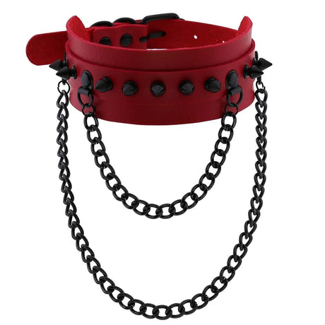 Punk Black Metal Tassel Red Choker Necklace Sexy Spiked Neck Strap Clavicle Collar Men Necklaces Hollween Women Y2K Jeweley Gift