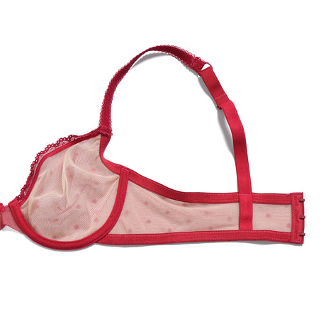 YBCG Black Women Bra Half Cup Lace Lingerie Unlined Underwire Bralette Hollow Mesh Transparent Bra for Women Plus Size Underwear
