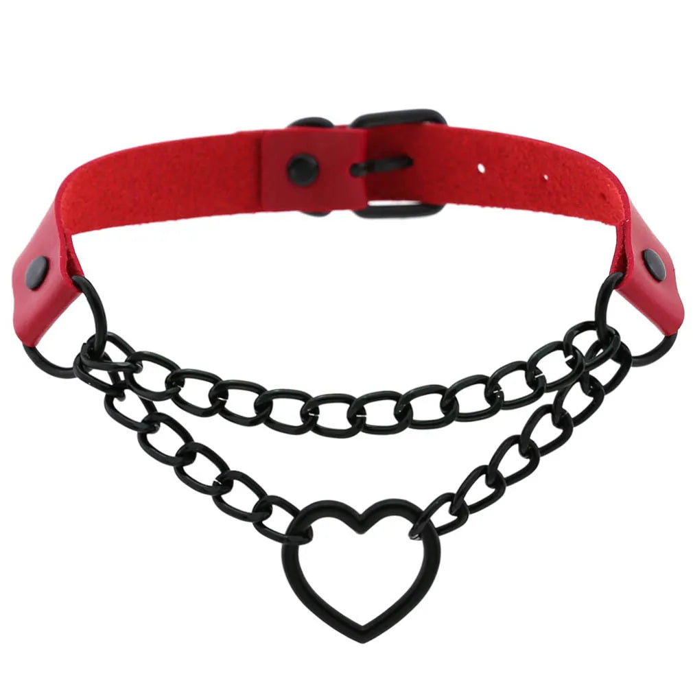 Punk Black Metal Tassel Red Choker Necklace Sexy Spiked Neck Strap Clavicle Collar Men Necklaces Hollween Women Y2K Jeweley Gift