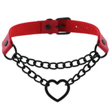 Punk Black Metal Tassel Red Choker Necklace Sexy Spiked Neck Strap Clavicle Collar Men Necklaces Hollween Women Y2K Jeweley Gift